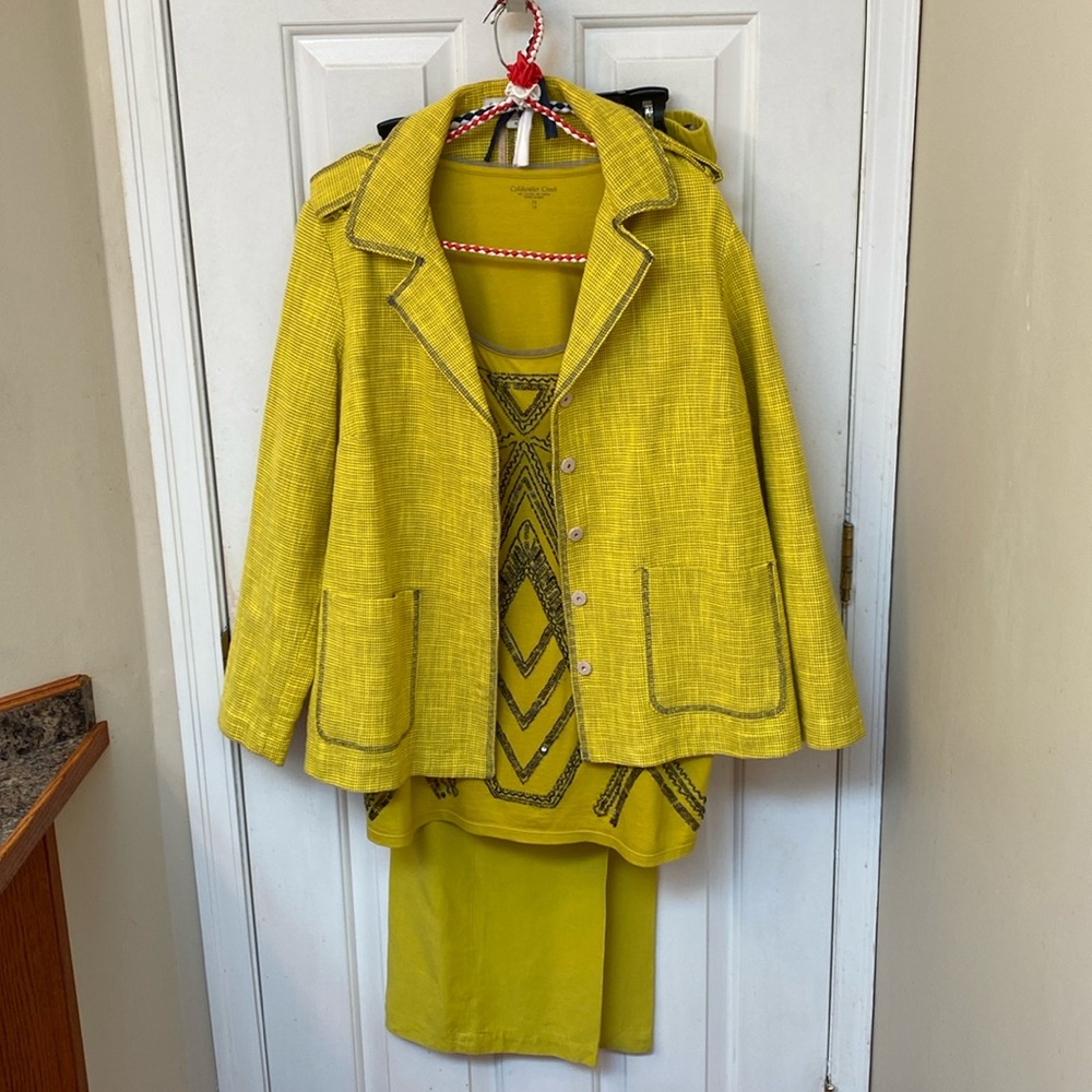 3 Piece Set Coldwater Creek Yellow Pants & Jumpsuit Set